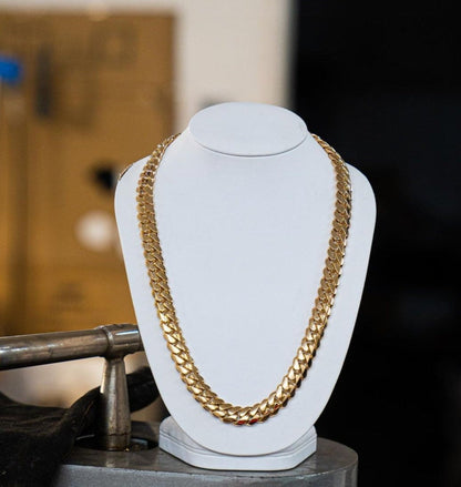 Gental Gems by Karat Kings | 14mm Wide Solid Miami Cuban Link Chain |  Gold Micron Plated  Sterling Silver Chain