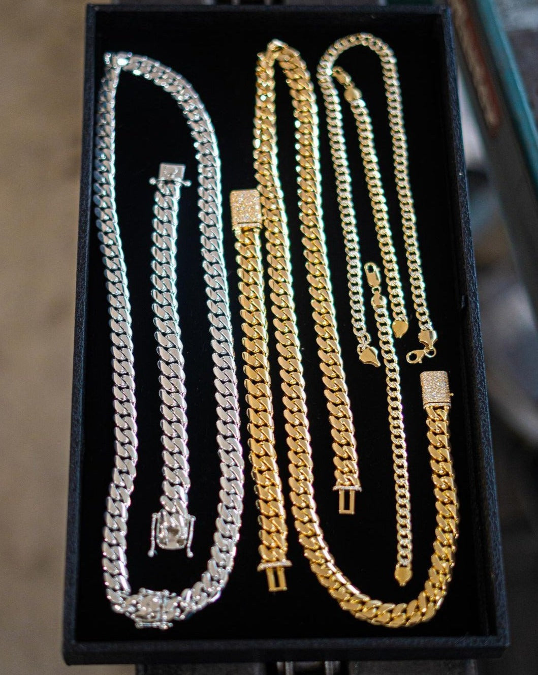 Gental Gems by Karat Kings | Solid 12mm Miami Cuban Link Chain with Iced Lock |  Gold Micron Plated on  Sterling Silver Chain with AAA+ Quality Swarovski Diamonds