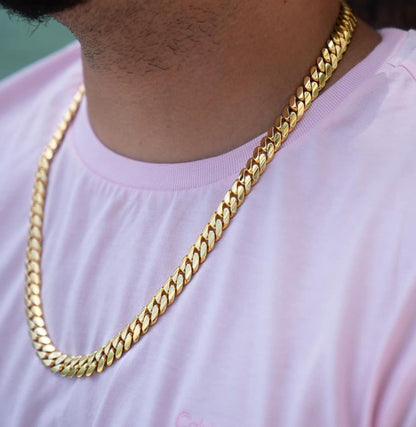 Gental Gems by Karat Kings | 12mm Wide Solid Miami Cuban Link Chain |  Gold Micron Plated  Sterling Silver Chain