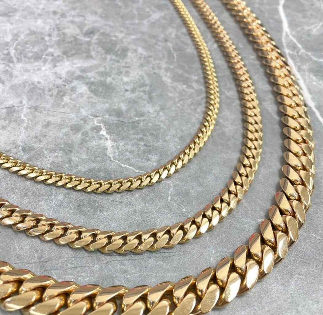 Gental Gems by Karat Kings | 12mm Wide Solid Miami Cuban Link Chain |  Gold Micron Plated  Sterling Silver Chain