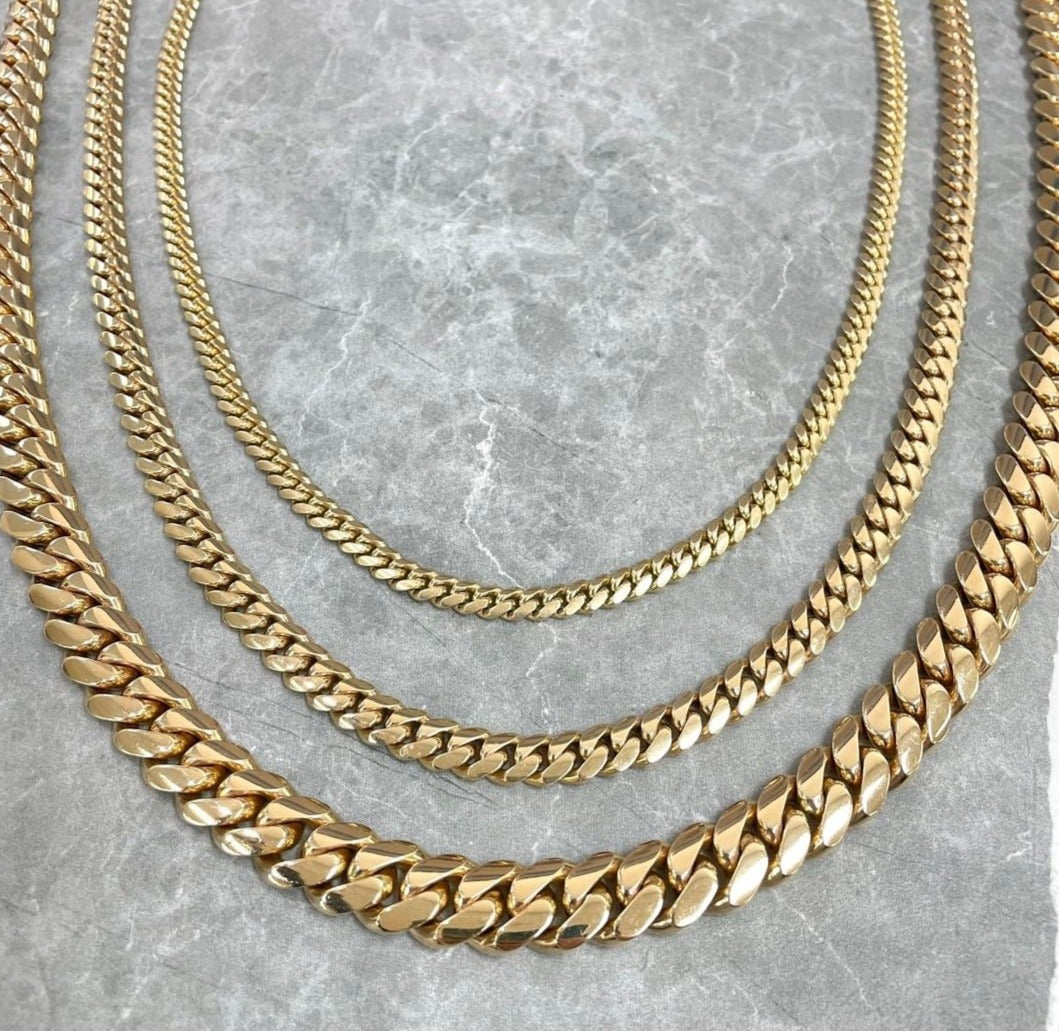 Gental Gems by Karat Kings | 14mm Wide Solid Miami Cuban Link Chain |  Gold Micron Plated  Sterling Silver Chain
