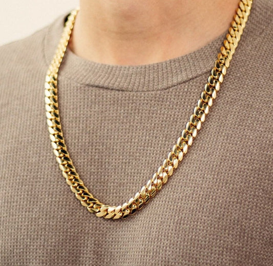 Gental Gems by Karat Kings | 12mm Wide Solid Miami Cuban Link Chain |  Gold Micron Plated  Sterling Silver Chain