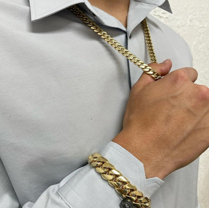 Gental Gems by Karat Kings | 12mm Wide Solid Miami Cuban Link Chain |  Gold Micron Plated  Sterling Silver Chain