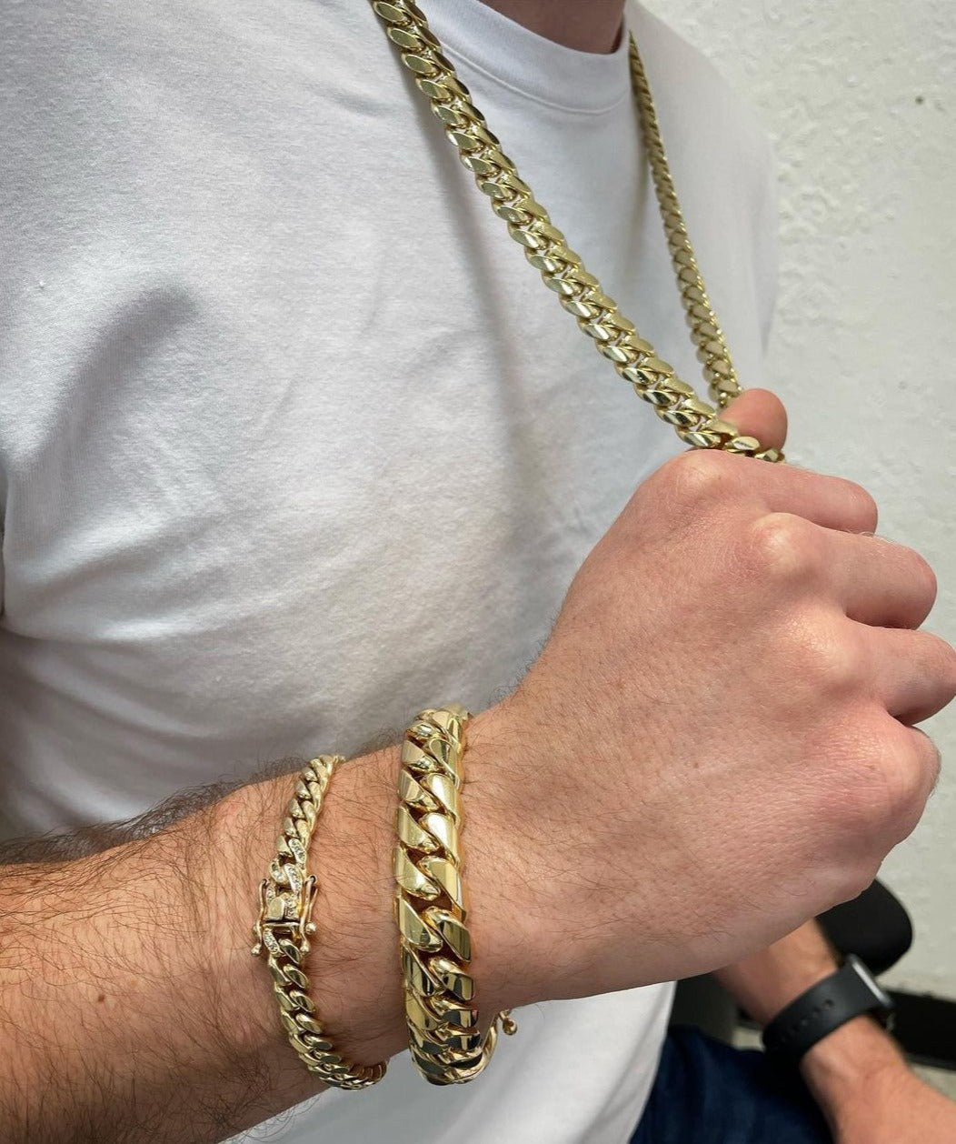 Gental Gems by Karat Kings | 14mm Wide Solid Miami Cuban Link Chain |  Gold Micron Plated  Sterling Silver Chain