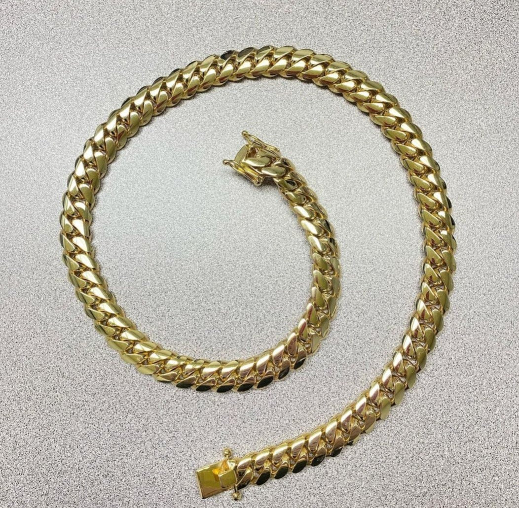 Gental Gems by Karat Kings | 14mm Wide Solid Miami Cuban Link Chain |  Gold Micron Plated  Sterling Silver Chain