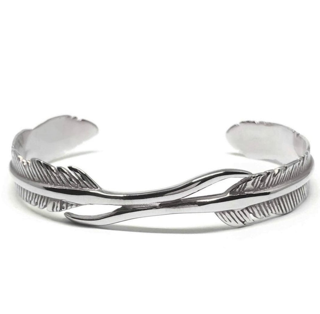 Gental Gems by Karat Kings | Unique Adjustable Feather Style Bangle/kadaa/Handcuff for Men & Boys |  Sterling Silver Bracelet