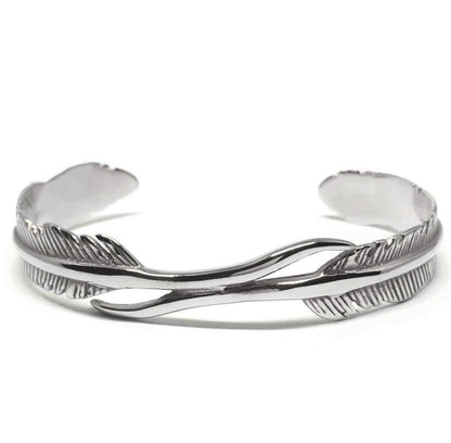 Gental Gems by Karat Kings | Unique Adjustable Feather Style Bangle/kadaa/Handcuff for Men & Boys |  Sterling Silver Bracelet