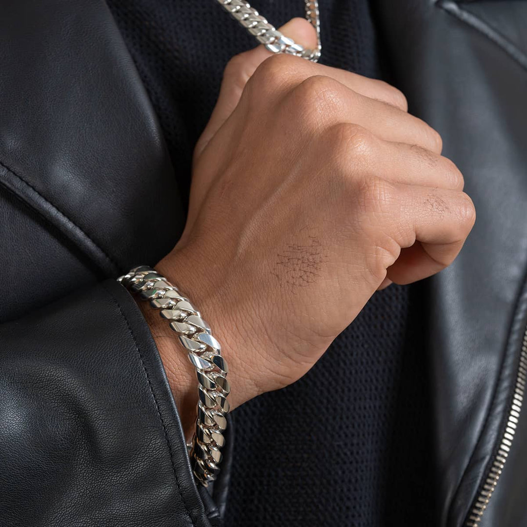 Gental Gems by Karat Kings | 12mm Wide Solid Miami Cuban Link Bracelet | Sterling Silver Bracelet