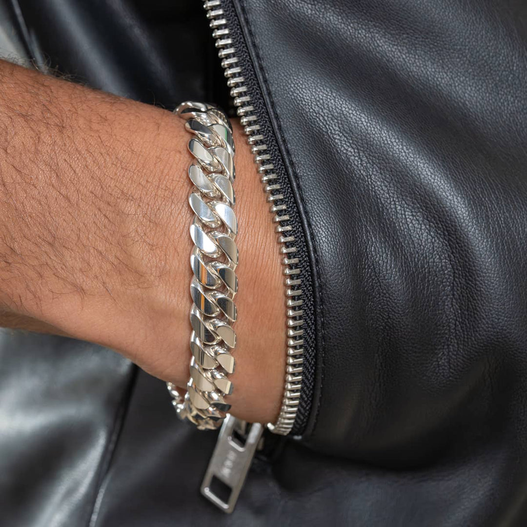 Gental Gems by Karat Kings | 12mm Wide Solid Miami Cuban Link Bracelet | Sterling Silver Bracelet