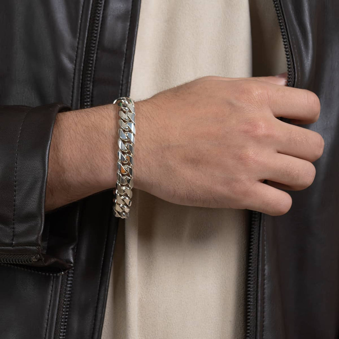 Gental Gems by Karat Kings | 12mm Wide Solid Miami Cuban Link Bracelet | Sterling Silver Bracelet