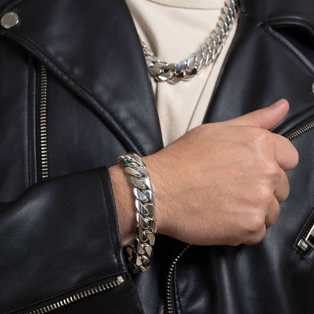 Gental Gems by Karat Kings | 16mm Wide Solid Miami Cuban Link Bracelet  Sterling Silver Bracelet