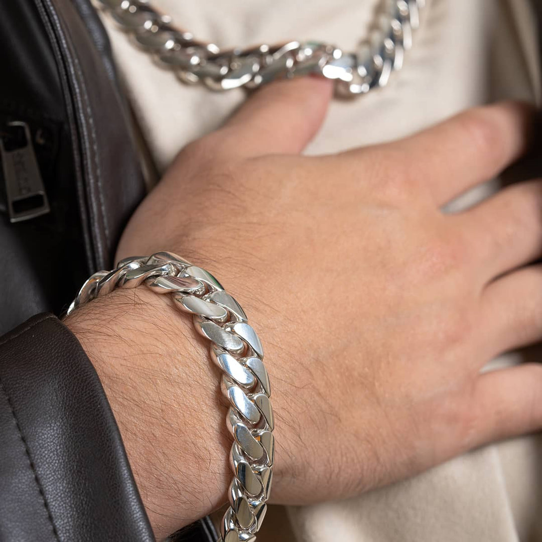 Gental Gems by Karat Kings | 16mm Wide Solid Miami Cuban Link Bracelet  Sterling Silver Bracelet