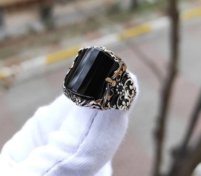 Gental Gems by Karat Kings | Unique Designed Turkish Style Ring with Multifaceted Red Zirconia | 925 Sterling Silver Oxidized Ring Jewelry Authenticity and 925