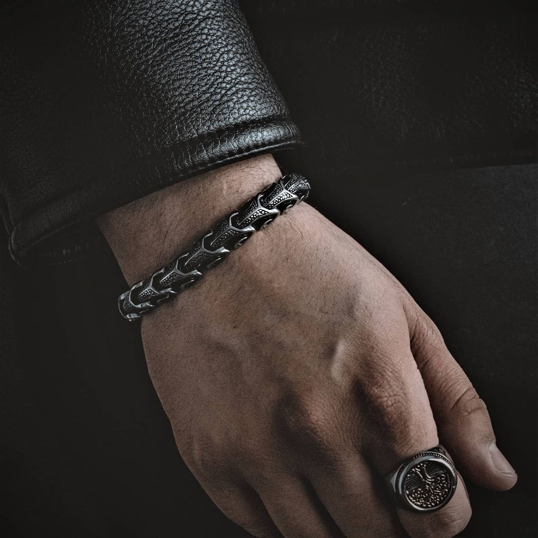 Gental Gems by Karat Kings | Unique Dark Serpent Bracelet |  Sterling Silver Oxidized Bracelet