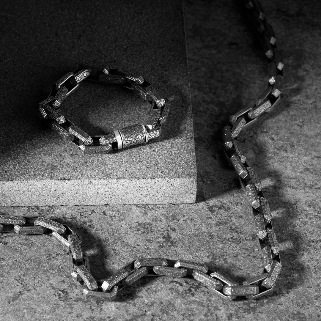 Gental Gems by Karat Kings | Unique Vintage Artistry Ancient Oxidized Chain |  Sterling Silver Chain