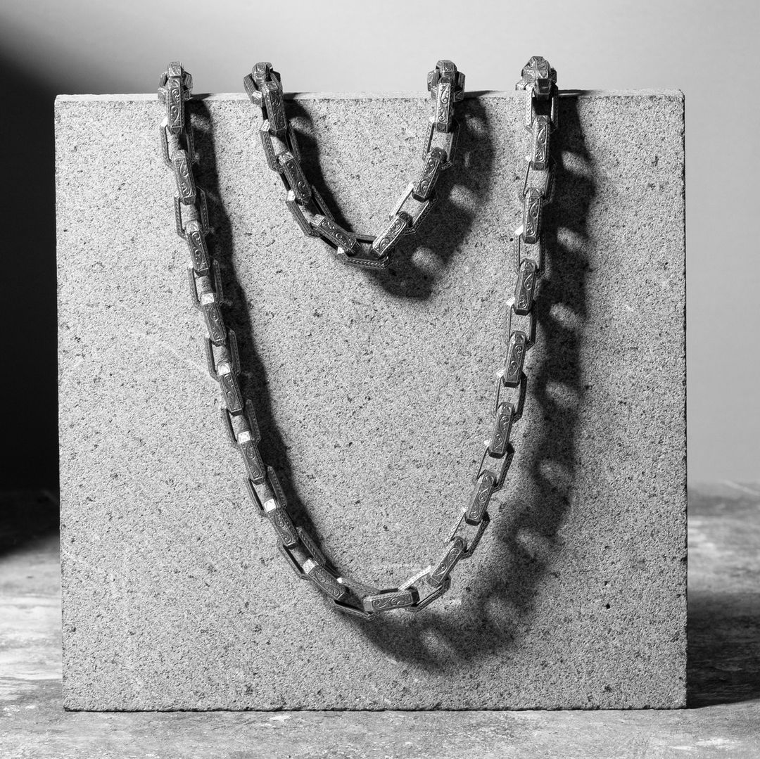Gental Gems by Karat Kings | Unique Vintage Artistry Ancient Oxidized Chain |  Sterling Silver Chain