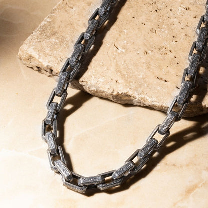 Gental Gems by Karat Kings | Unique Vintage Artistry Ancient Oxidized Chain |  Sterling Silver Chain