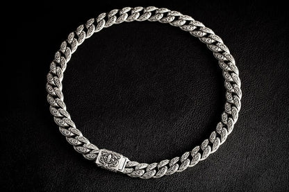 Gental Gems by Karat Kings | 16mm Wide Solid Floral Cuban Chain link Necklace | Oxidised  Sterling Silver Bracelet | Men's Jewelry | With Certificate of Authenticity and  Hallmark