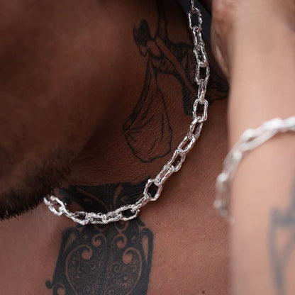 Unique Hammered Box type Handmade Solid Chain |  Sterling Silver Chain Authenticity and
