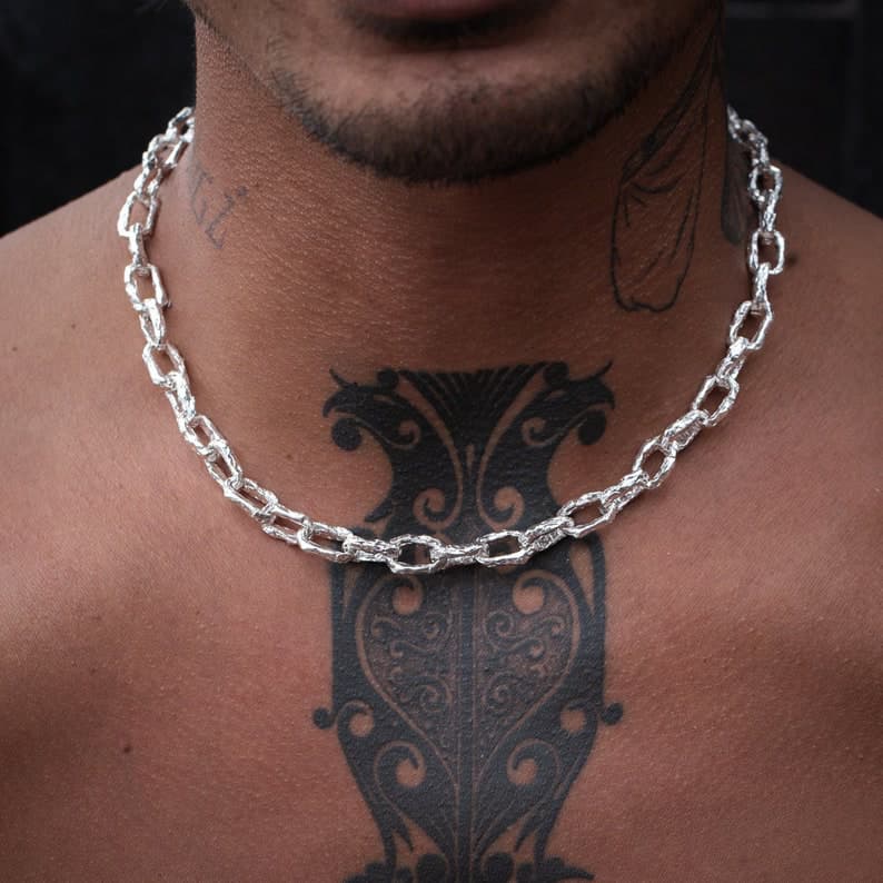 Unique Hammered Box type Handmade Solid Chain |  Sterling Silver Chain Authenticity and