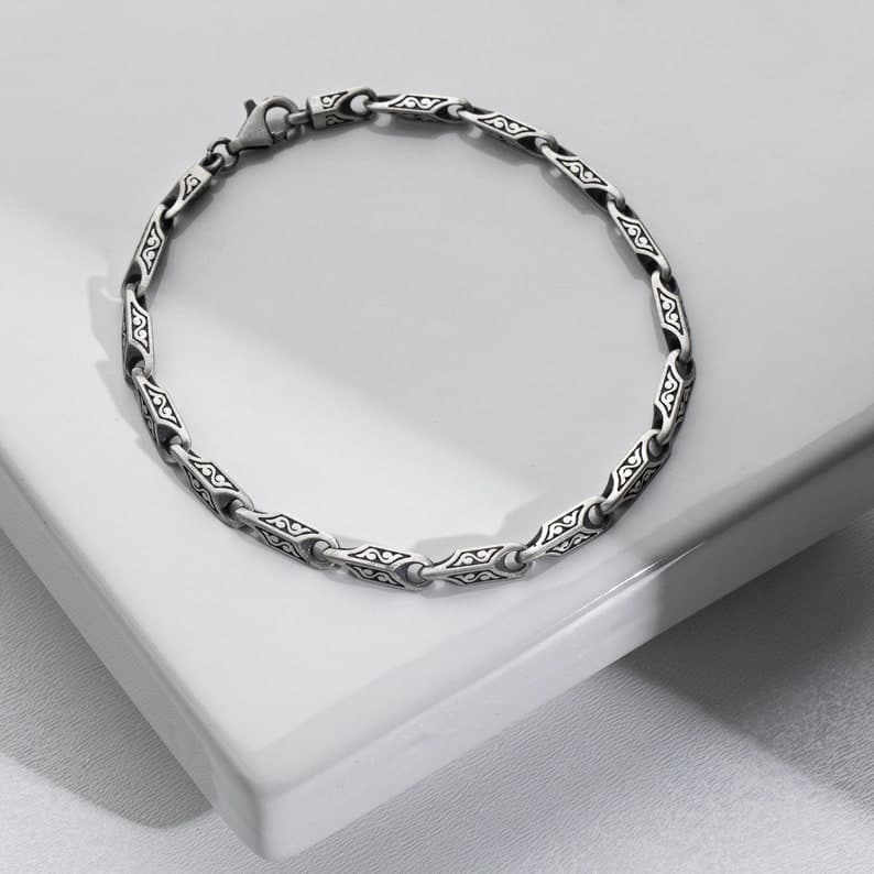 5mm, solid, wide Hand Engraved Vintage Oxidized Bracelet | 40g,  Sterling Silver Bracelet | With Certificate of Authenticity and  Hallmark