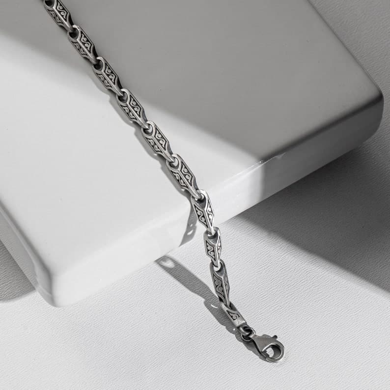 5mm, solid, wide Hand Engraved Vintage Oxidized Bracelet | 40g,  Sterling Silver Bracelet | With Certificate of Authenticity and  Hallmark