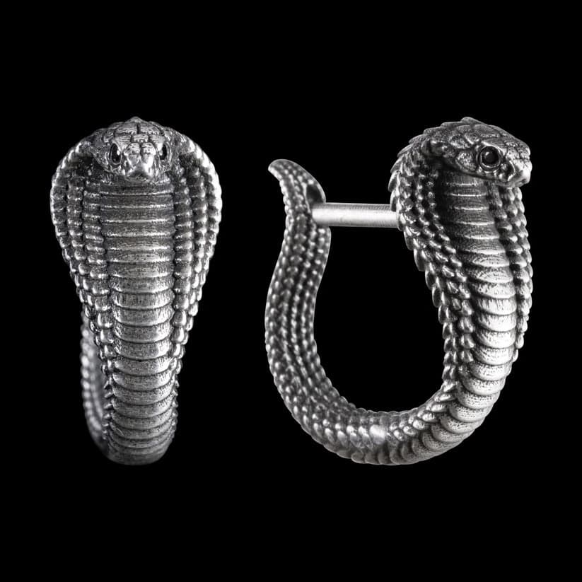 Unisex Antique finish snake Earrings | Rhodium Plated  Sterling Silver | With Certificate of Authenticity and  Hallmark