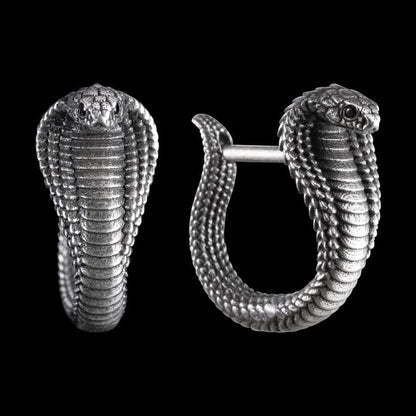 Unisex Antique finish snake Earrings | Rhodium Plated  Sterling Silver | With Certificate of Authenticity and  Hallmark