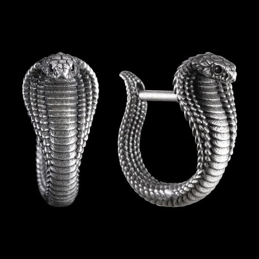 Unisex Antique finish snake Earrings | Rhodium Plated  Sterling Silver | With Certificate of Authenticity and  Hallmark