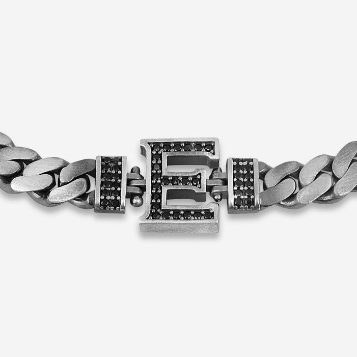 10mm Wide Solid Miami Cuban Link Bracelet with custom name initials studded with AAA black zircons |  Sterling Silver Bracelet | With Certificate of Authenticity and  Hallmark