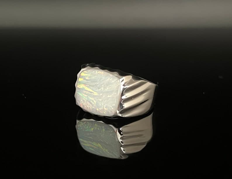 Unique Designed Turkish Style Ring with 10ct Fire Australian Opal |  Sterling Silver Oxidized Ring Authenticity and