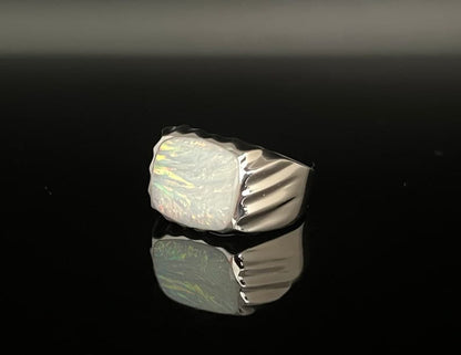 Unique Designed Turkish Style Ring with 10ct Fire Australian Opal |  Sterling Silver Oxidized Ring Authenticity and
