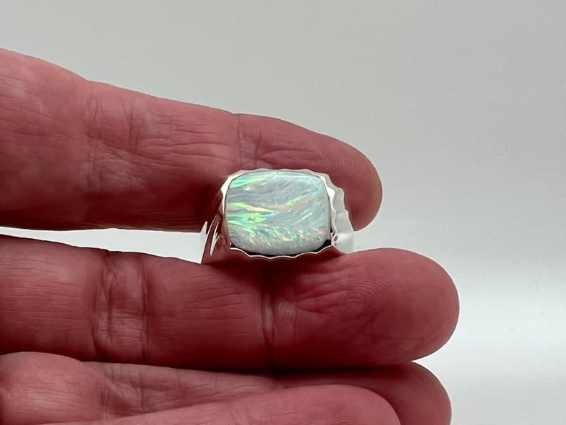 Unique Designed Turkish Style Ring with 10ct Fire Australian Opal |  Sterling Silver Oxidized Ring Authenticity and