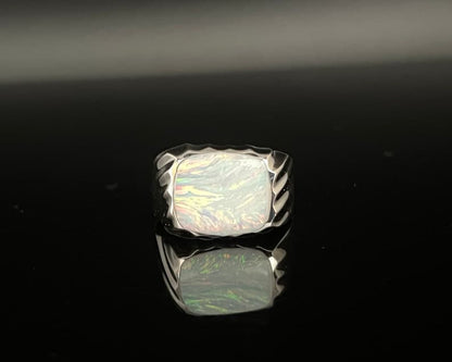 Unique Designed Turkish Style Ring with 10ct Fire Australian Opal |  Sterling Silver Oxidized Ring Authenticity and