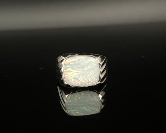 Unique Designed Turkish Style Ring with 10ct Fire Australian Opal |  Sterling Silver Oxidized Ring | With Certificate of Authenticity and  Hallmark