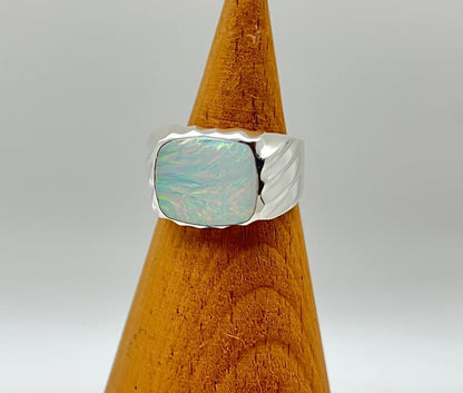 Unique Designed Turkish Style Ring with 10ct Fire Australian Opal |  Sterling Silver Oxidized Ring Authenticity and