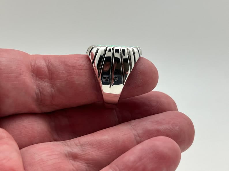 Unique Designed Turkish Style Ring with 12ct Fire Australian Opal |  Sterling Silver Oxidized Ring Authenticity and