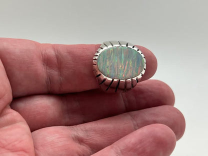 Unique Designed Turkish Style Ring with 12ct Fire Australian Opal |  Sterling Silver Oxidized Ring Authenticity and