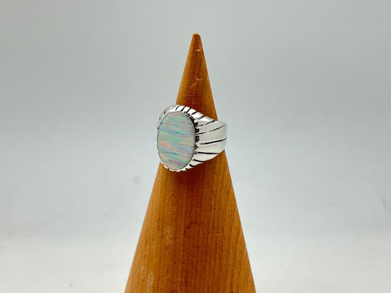 Unique Designed Turkish Style Ring with 12ct Fire Australian Opal |  Sterling Silver Oxidized Ring Authenticity and
