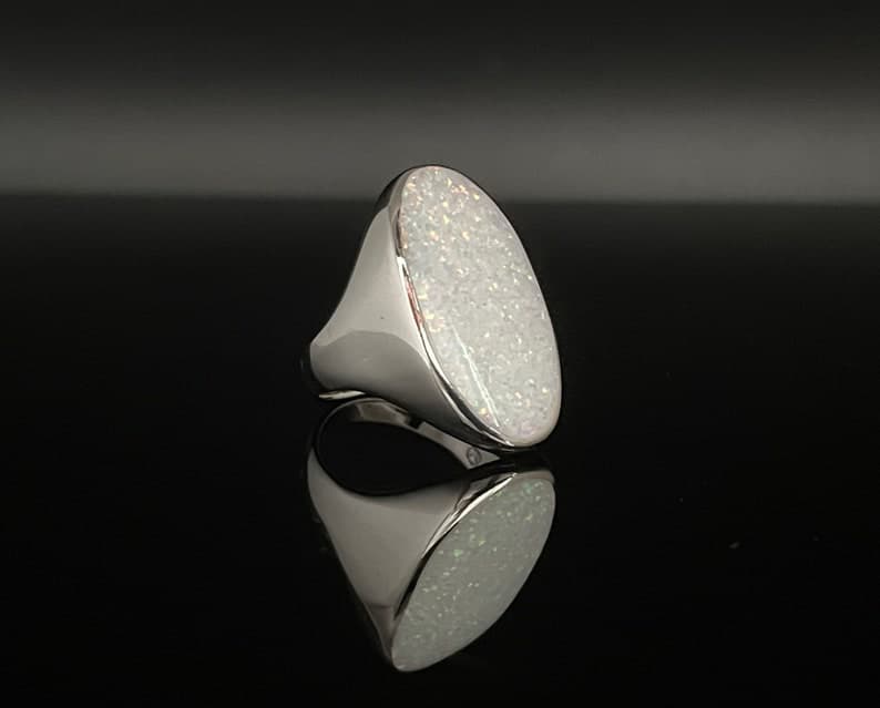 Unique Designed Turkish Style Ring with 16ct Oval Fire Australian Opal |  Sterling Silver Oxidized Ring | With Certificate of Authenticity and  Hallmark