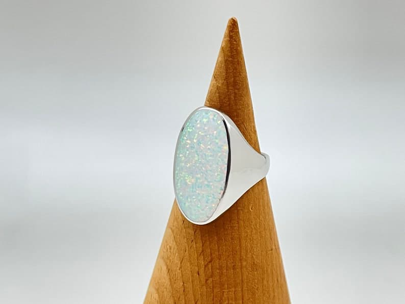 Unique Designed Turkish Style Ring with 16ct Oval Fire Australian Opal |  Sterling Silver Oxidized Ring | With Certificate of Authenticity and  Hallmark