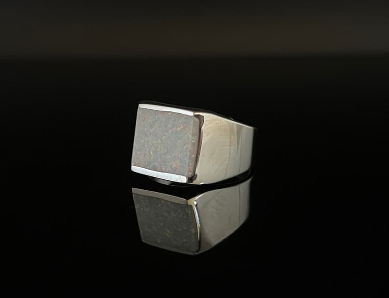 Unique Designed Turkish Style Ring with 8ct Oval Fire Australian Opal |  Sterling Silver Oxidized Ring Authenticity and