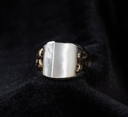 Unique Designed Turkish Style Curved Ring with Mother Of Pearl |  Sterling Silver Ring |With Certificate of Authenticity and  Hallmark