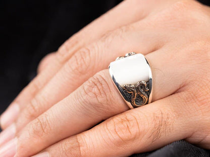 Unique Designed Turkish Style Curved Ring with Mother Of Pearl |  Sterling Silver Ring |With Certificate of Authenticity and  Hallmark