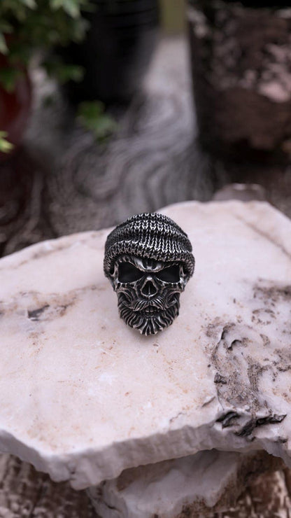 Unique Bearded Skull Ring |  Sterling Silver Oxidized Ring | Men's Jewelry | With Certificate of Authenticity and  Hallmark