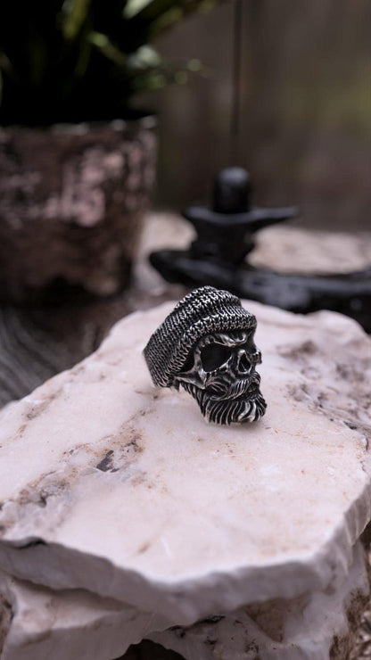 Unique Bearded Skull Ring |  Sterling Silver Oxidized Ring | Men's Jewelry | With Certificate of Authenticity and  Hallmark