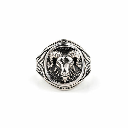 Unique Goat Ring with Versace design |  Sterling Silver Oxidized Ring | With Certificate of Authenticity and  Hallmark
