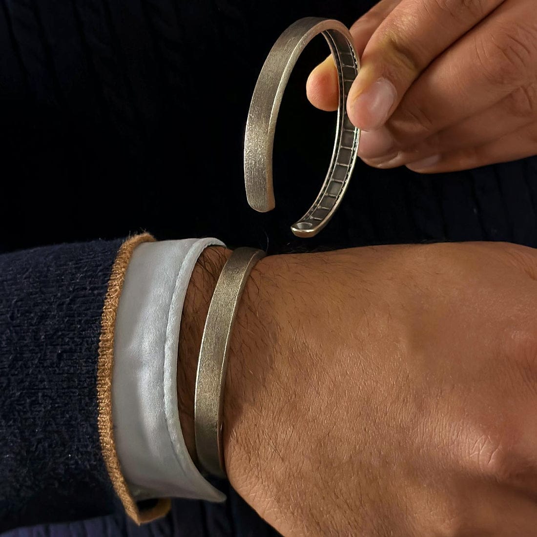 Brush & Matt Finish (Dark) Adjustable Cuff Style Bangle/kadaa/Handcuff |  Sterling Silver Bracelet | With Certificate of Authenticity and  Hallmark