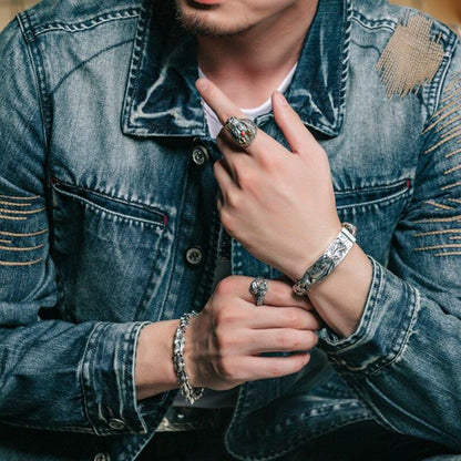 16mm wide Unique Embossed Dragon Bracelet for Men |  Sterling Silver Bracelet | With Certificate of Authenticity and  Hallmark