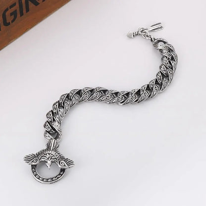 16mm wide Unique Embossed Eagle Bracelet for Men |  Sterling Silver Bracelet | With Certificate of Authenticity and  Hallmark